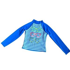 Land’s End Girls Rushguard Swim Top 50+ Long Sleeve Sunglasses Striped 6